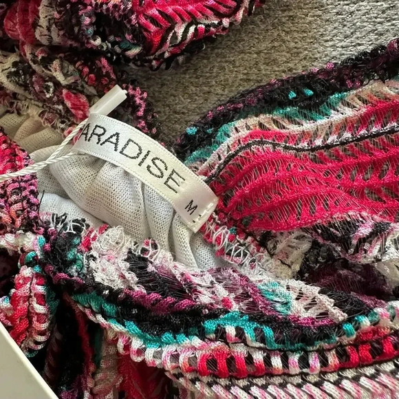 Paradise Multicolored V Neck Swim Suit Cover Up Dress Medium NWT - Picture 4 of 6